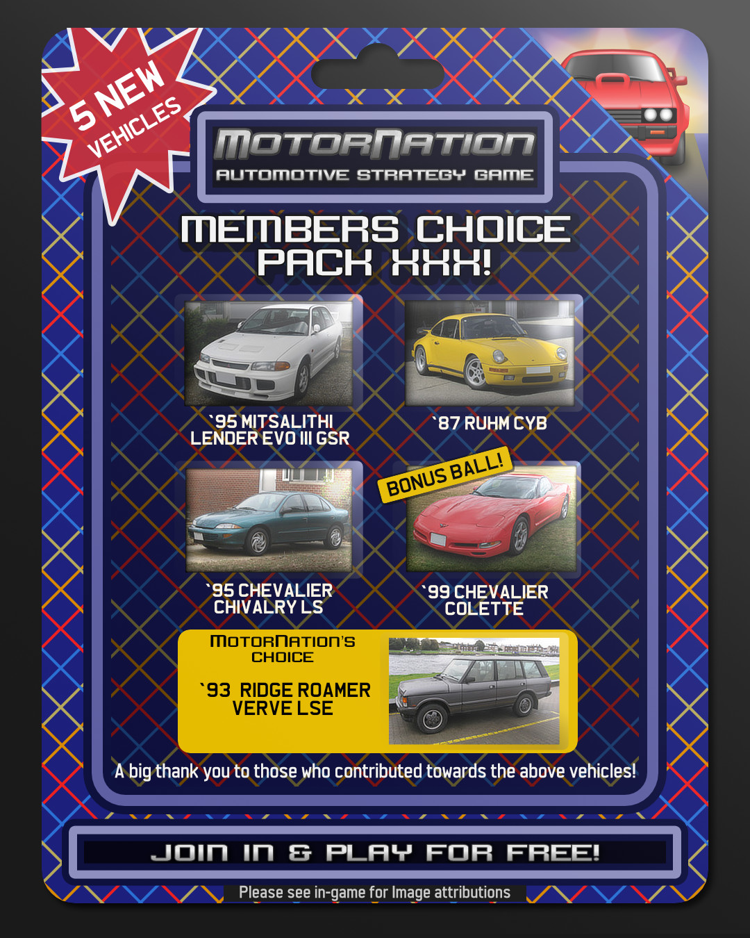 Picture showing vehicles as part of this Members Choice Pack release.