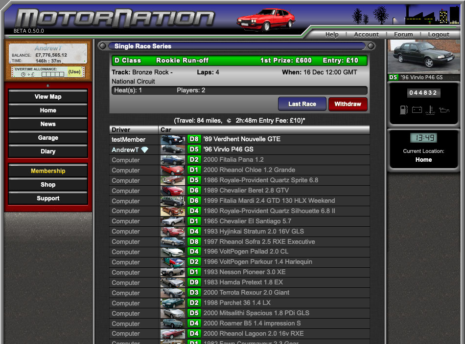 Or compete against 20 or more players. Not enough players? Computer drivers will take their place!