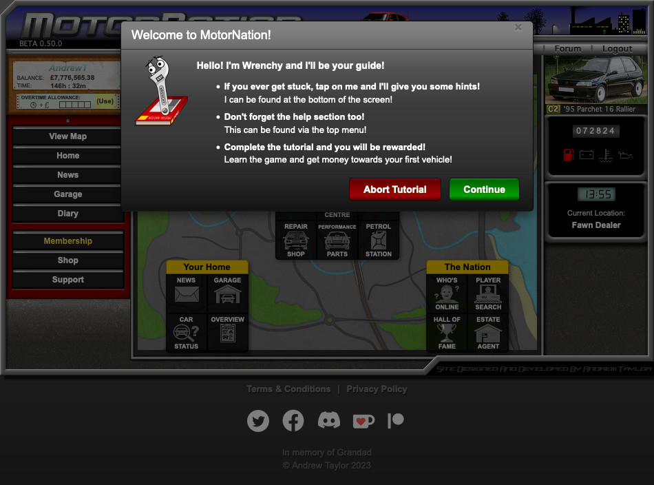 In game tutorial to help new players get to grips with the game